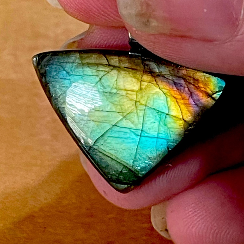 Dainty Blue/Yellow Labradorite Pendant Necklace